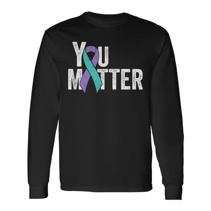 You Matter Suicide Prevention Teal Purple Awareness Ribbon Long Sleeve T-Shirt T-Shirt