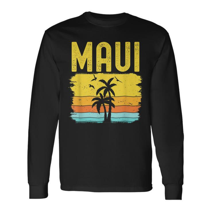Maui Beach Hawaii Summer Vacation Hawaiian Sunset Vintage Long Sleeve T-Shirt T-Shirt