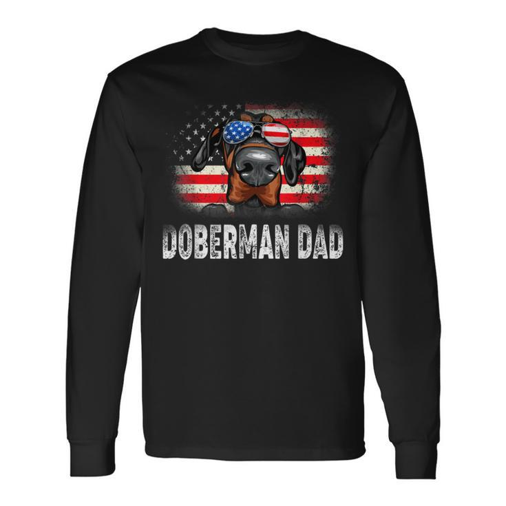 Mens Fun Doberman Dad American Flag Father’S Day  Bbnk Unisex Long Sleeve