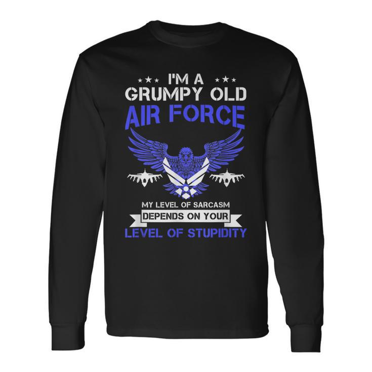 Mens Im A Grumpy Old Air Force Veteran T  | Veteran  Men Women Long Sleeve T-shirt Graphic Print Unisex