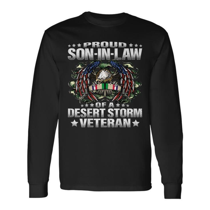 Mens Proud Son-In-Law Of A Desert Storm Veteran Vets Family Gift  Men Women Long Sleeve T-shirt Graphic Print Unisex