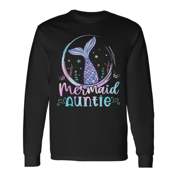 Mermaid Auntie Birthday Mermaid Matching Party Squad Long Sleeve T-Shirt T-Shirt