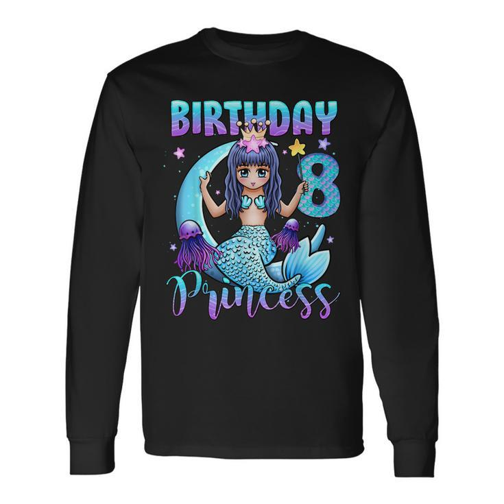 Mermaid Birthday Girl 8 Years Old Mermaid 8Th Birthday Girls Long Sleeve T-Shirt