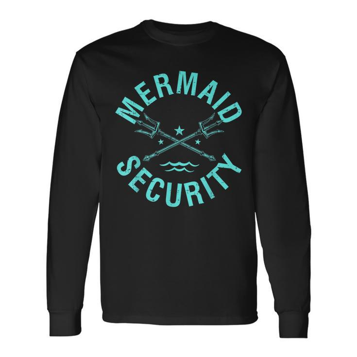 Mermaid Security Birthday Party Mer Dad Merman Long Sleeve T-Shirt T-Shirt