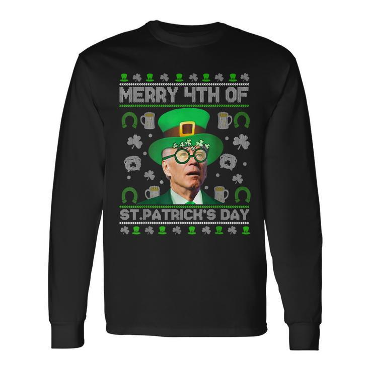 Merry 4Th Of St Patricks Day Joe Biden Leprechaun Hat Ugly Long Sleeve T-Shirt T-Shirt