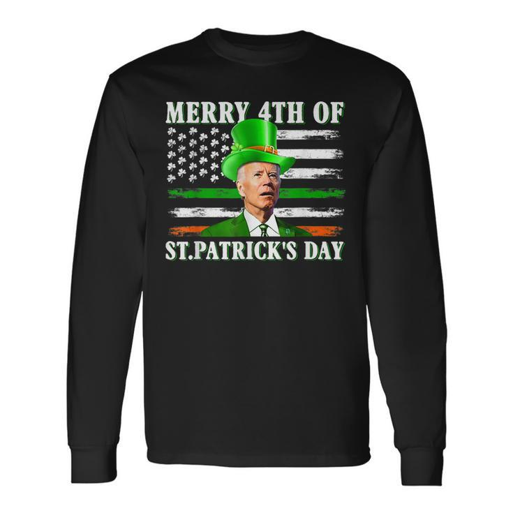 Merry 4Th Of St Patricks Day Joe Biden St Patricks Day Long Sleeve T-Shirt