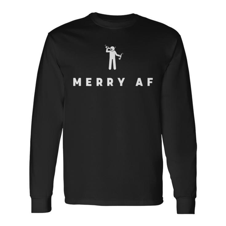 Merry Af Simple Minimalist Christmas Men Women Long Sleeve T-Shirt T-shirt Graphic Print
