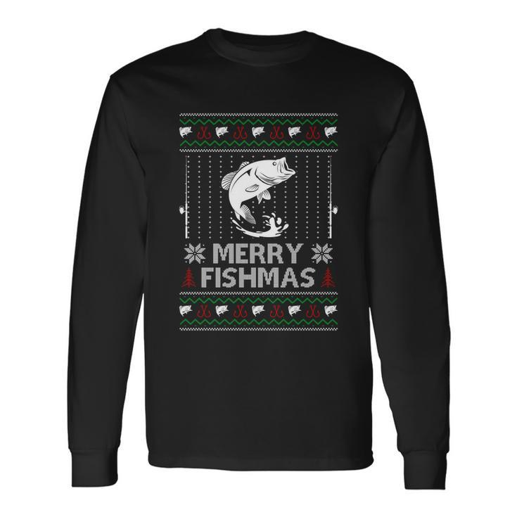 Merry Fishmas Xmas Fishing Ugly Christmas Long Sleeve T-Shirt Gifts ideas
