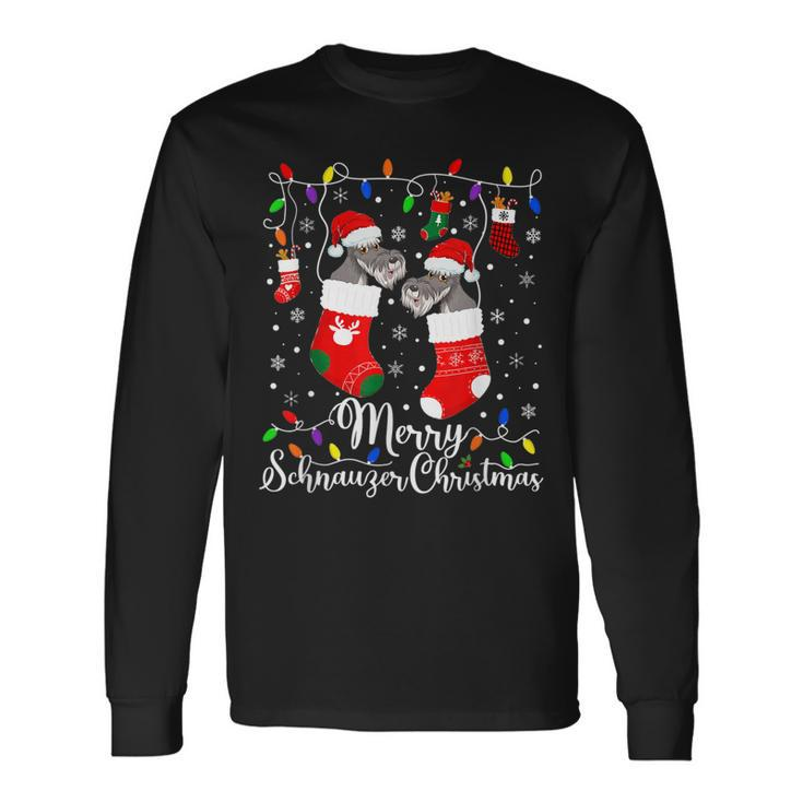 Merry Schnauzer Christmas Mini Schnauzer Xmas Party Men Women Long Sleeve T-Shirt T-shirt Graphic Print