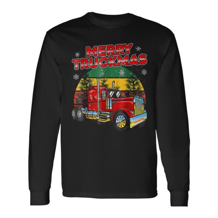 Merry Truckmas Funny Christmas Trucker Xmas Pajamas  Men Women Long Sleeve T-shirt Graphic Print Unisex