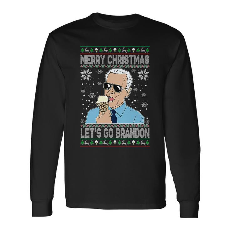 Merry Xmas Lets Go Brandon Ugly Christmas Sweater Ice Cream Long Sleeve T-Shirt
