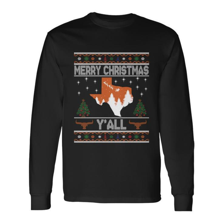Merry Xmas Yall Texas Ugly Christmas Sweater Long Sleeve T-Shirt