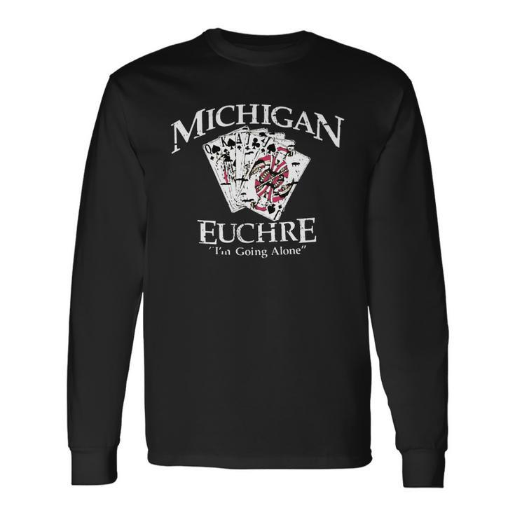 Michigan Euchre Cards Hoodie Men Women Long Sleeve T-Shirt T-shirt Graphic Print