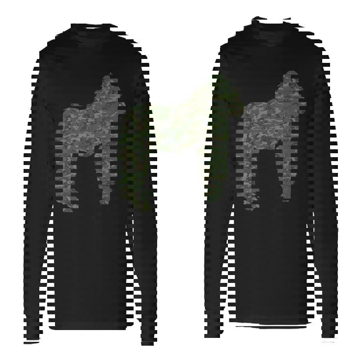 Military Gorilla Camo Print Us Ape Animal Veteran Men Gift  Men Women Long Sleeve T-shirt Graphic Print Unisex