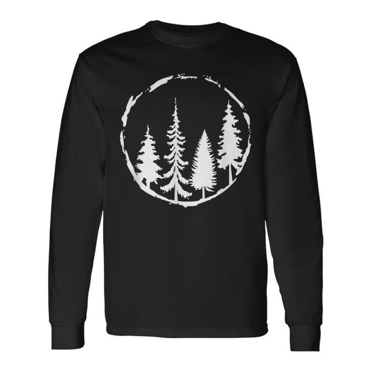 Minimalist Tree Forest Outdoors And Nature Graphic Long Sleeve T-Shirt
