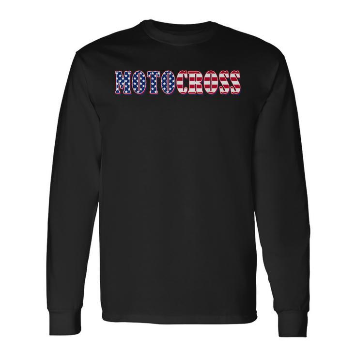 Motocross American Flag Motocross Long Sleeve T-Shirt