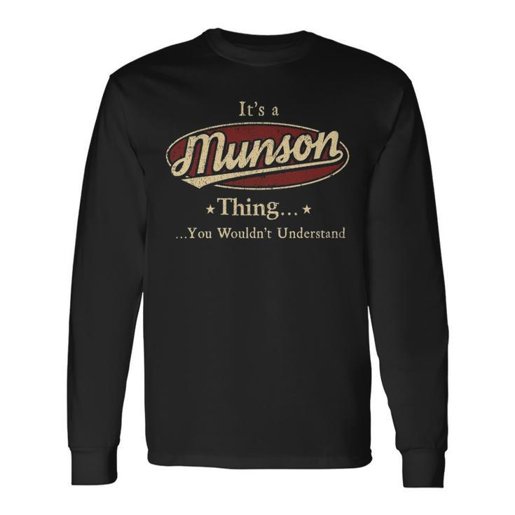 Munson Shirt Personalized Name Shirt Name Print Shirts Shirts With Name Munson Men Women Long Sleeve T-Shirt T-shirt Graphic Print