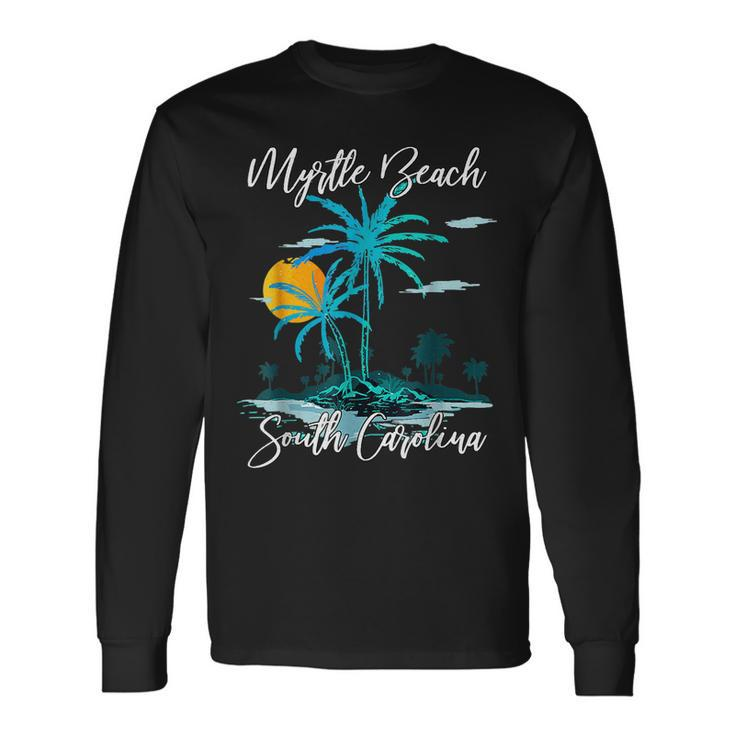 Myrtle Beach South Carolina Beach Summer Surfing Palm Trees Long Sleeve T-Shirt T-Shirt
