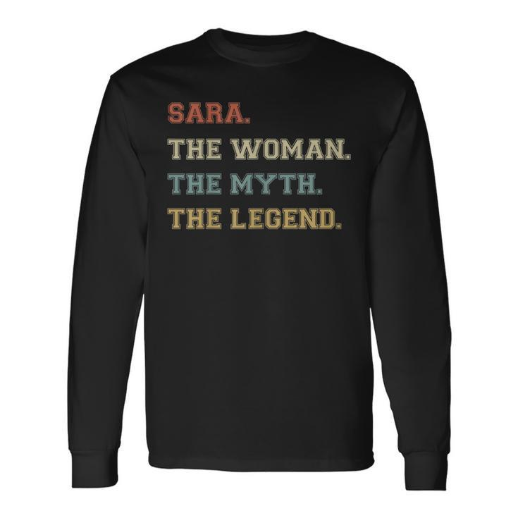The Name Is Sara The Woman Myth And Legend Varsity Style Long Sleeve T-Shirt