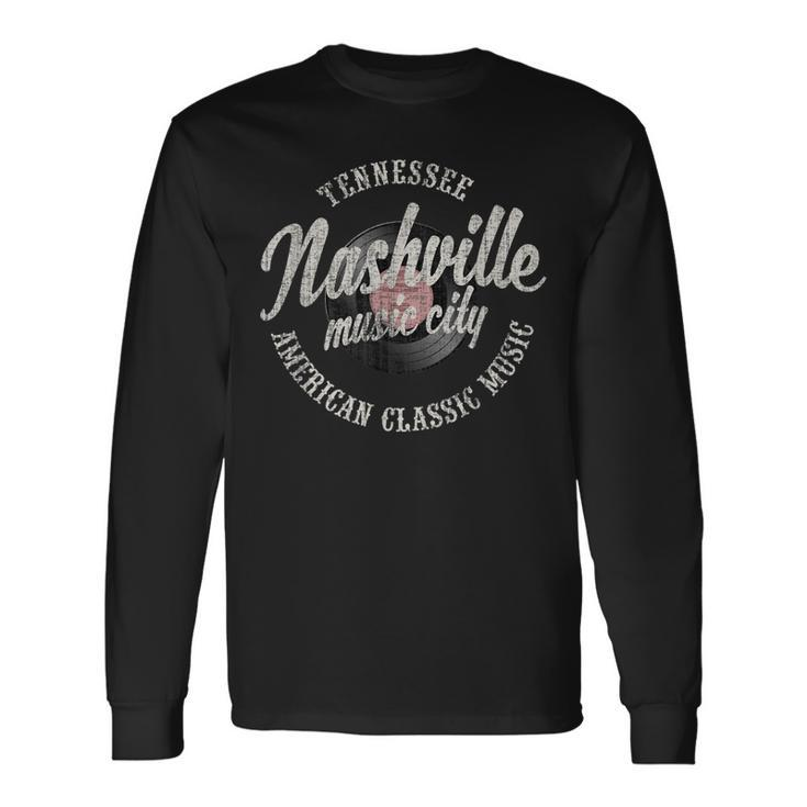 Nashville Music City Vinyl Vintage Long Sleeve T-Shirt T-Shirt