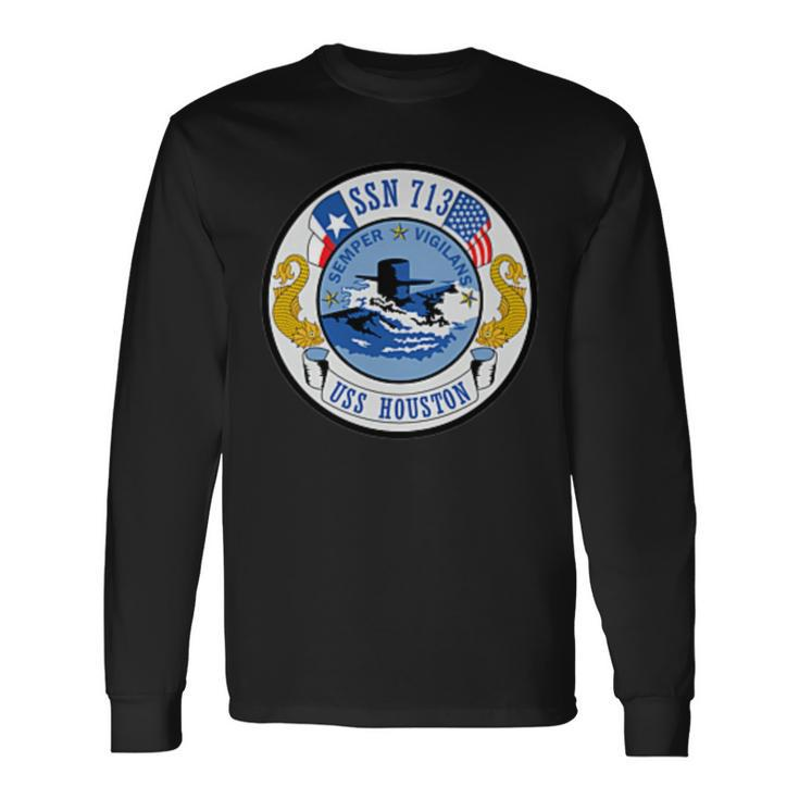Navy Submarine Ssn 713 Uss Houston Military Veteran Patch Long Sleeve T-Shirt Gifts ideas
