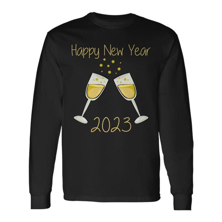 New Years Eve With Champagne Toast Happy New Year 2023   Men Women Long Sleeve T-shirt Graphic Print Unisex