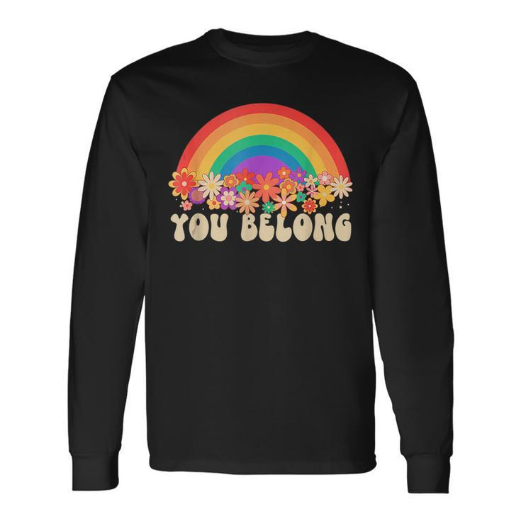 Nobody Know Im A Lesbian Retro Groovy Lgbt Pride Month Ally Long Sleeve T-Shirt T-Shirt Gifts ideas
