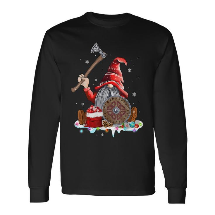 Norse Mythology Red Hat Gnome Beard Viking Christmas Costume Men Women Long Sleeve T-Shirt T-shirt Graphic Print