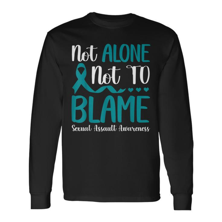 Not Alone Not To Blame Sexual Assault Awareness Teal Ribbon Long Sleeve T-Shirt T-Shirt