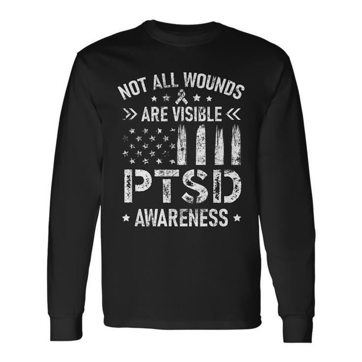 Not All Wounds Are Visible Ptsd Awareness Us Veteran Soldier Long Sleeve T-Shirt
