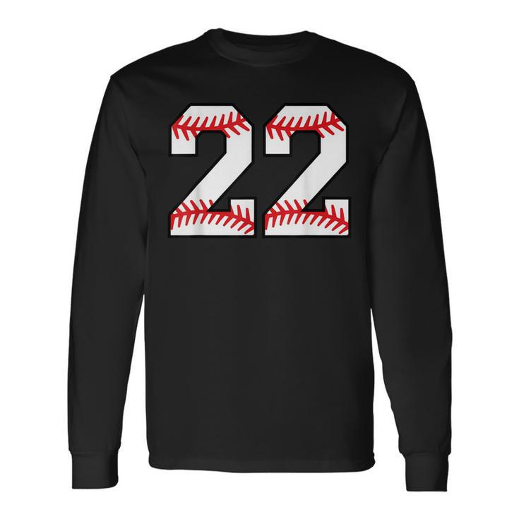 Number 22 Twenty Two Baseball Lucky Favorite Jersey Number Long Sleeve T-Shirt