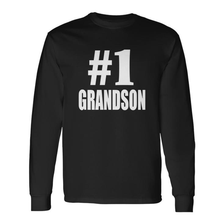 Number One 1 Grandson Men Women Long Sleeve T-Shirt T-shirt Graphic Print