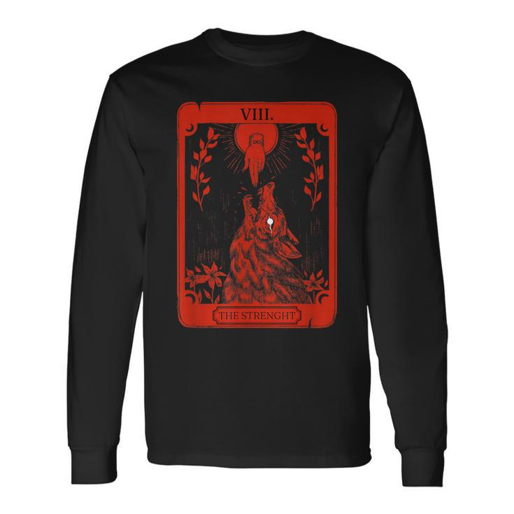 Occult Tarot Card Strength Of Wolf Dark Witchcraft Long Sleeve T-Shirt T-Shirt