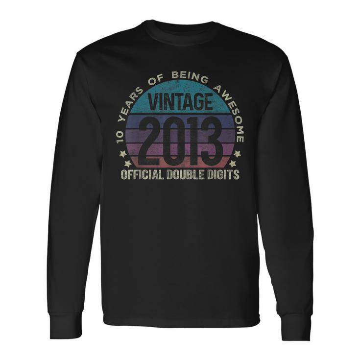 Official Double Digits 10Th Birthday 10 Year Old Vintage Long Sleeve T-Shirt