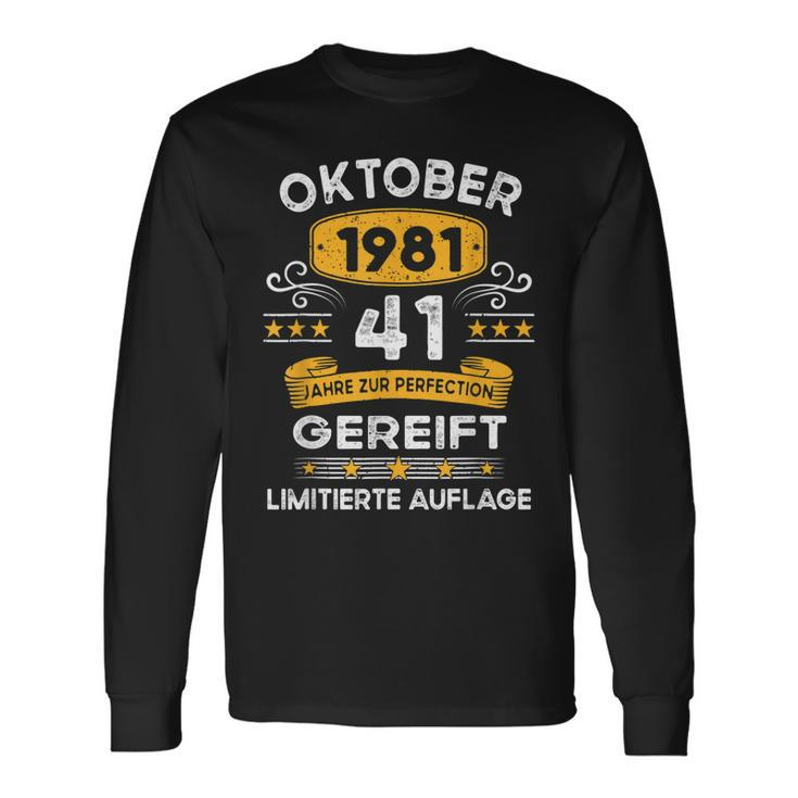 Oktober 1981 Lustige Geschenke 41 Geburtstag Langarmshirts Geschenkideen