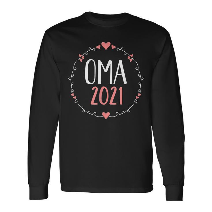 Oma 2021 Langarmshirts Schwarz mit Herzen & Kranz-Design, Geschenk für Großmütter Geschenkideen