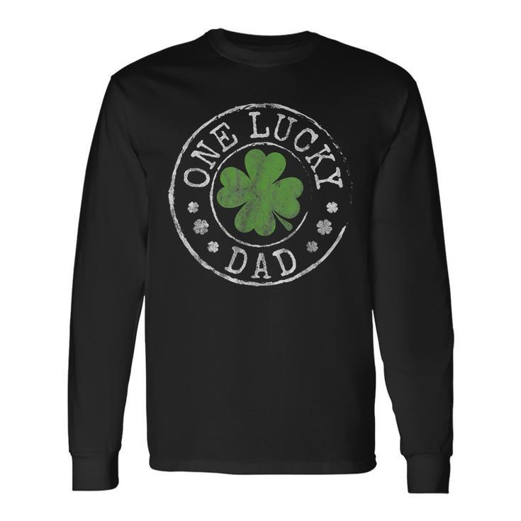 One Lucky Dad Father Irish Shamrocks St Patricks Day Long Sleeve T-Shirt Gifts ideas