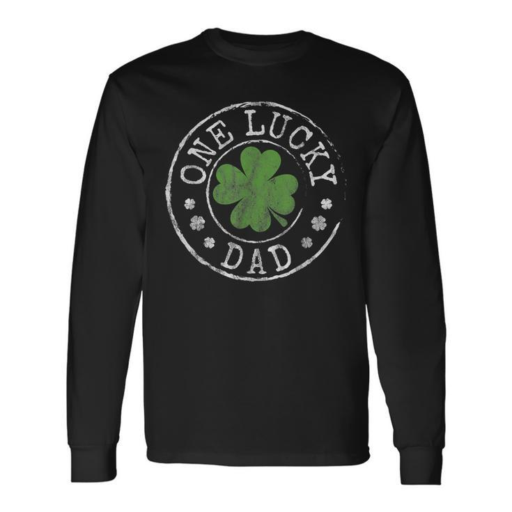 One Lucky Dad Father Irish Shamrocks St Patricks Day Long Sleeve T-Shirt Gifts ideas