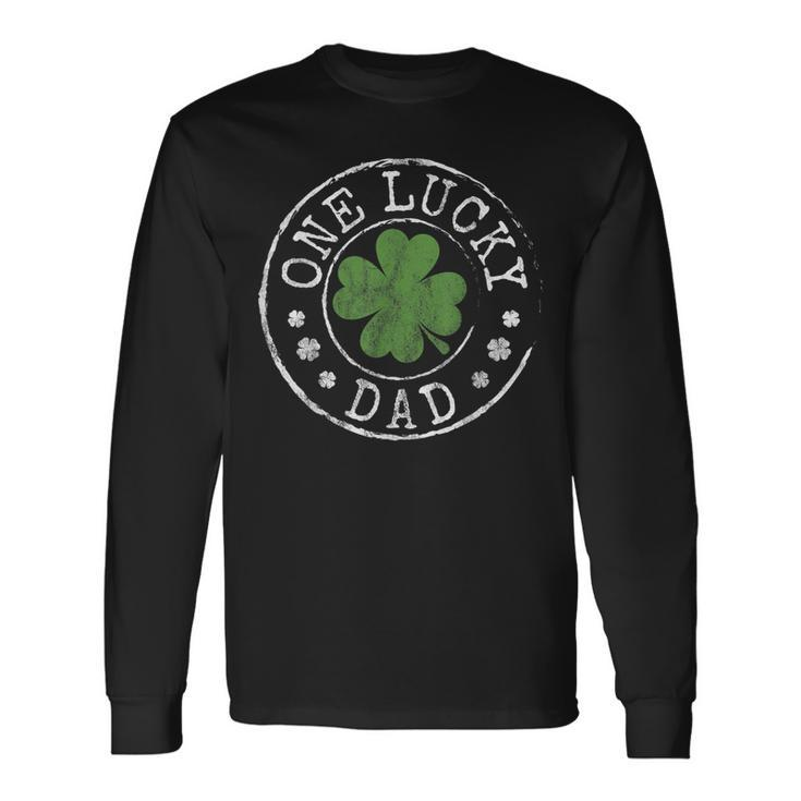 One Lucky Dad Father Irish Shamrocks St Patricks Day Long Sleeve T-Shirt - Thegiftio