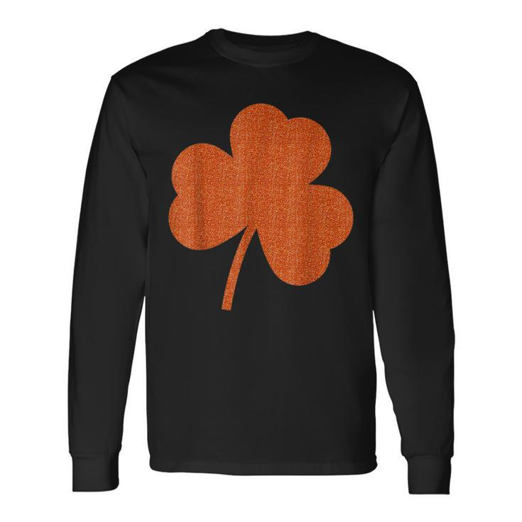 Orange Clover Irish St Patricks Paddys Day Lucky Long Sleeve T-Shirt
