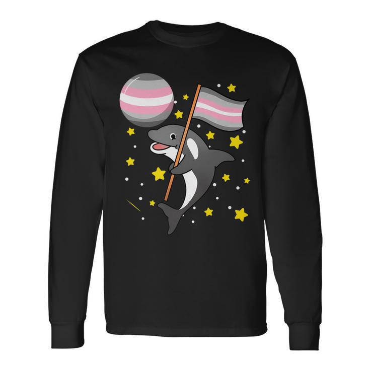Orca In Space Demigirl Pride Long Sleeve T-Shirt