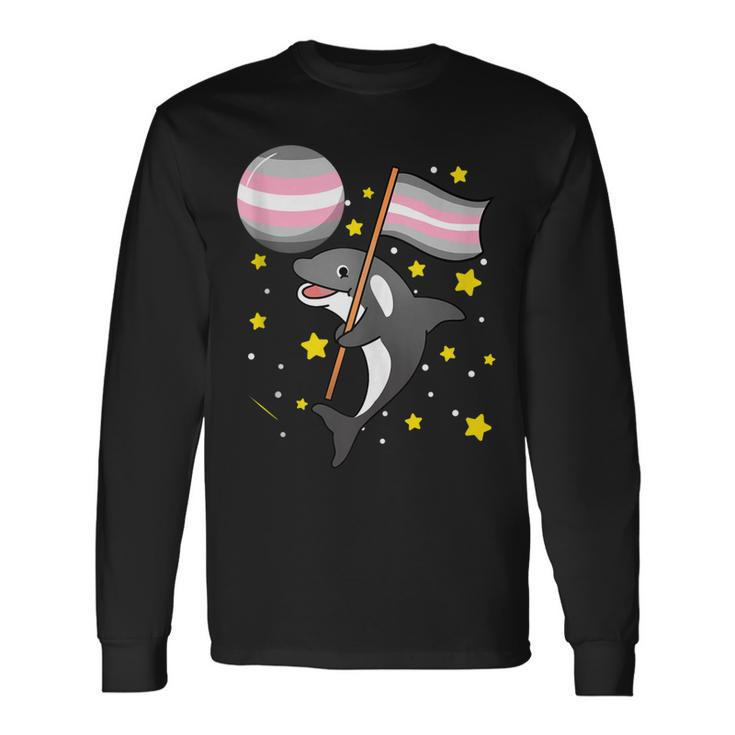 Orca In Space Demigirl Pride Long Sleeve T-Shirt