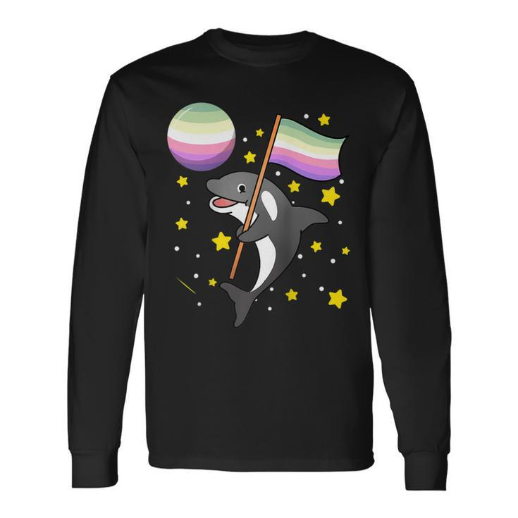 Orca In Space Genderfae Pride Long Sleeve T-Shirt