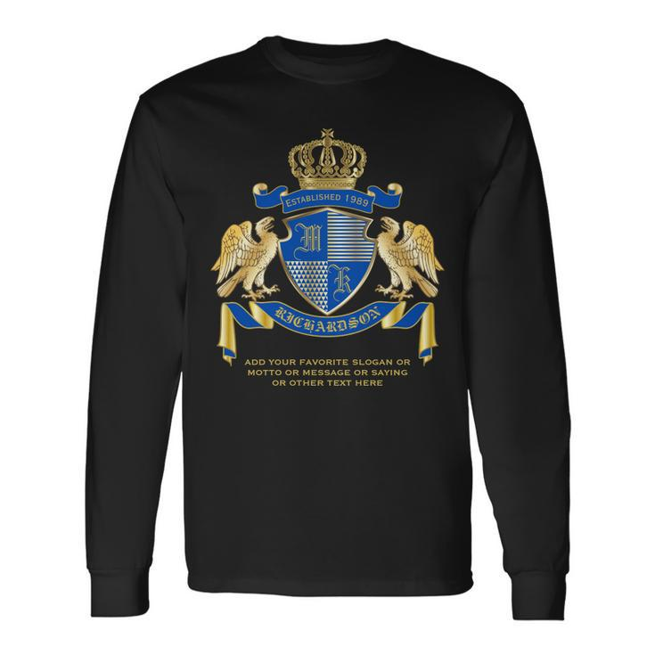 Make Your Own Coat Of Arms Blue Gold Eagle Emblem Long Sleeve T-Shirt