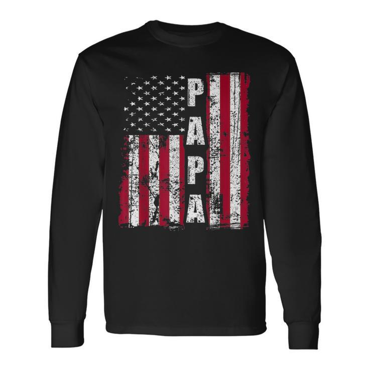 Papa American Flag Fathers Day 2021 V2 Long Sleeve T-Shirt