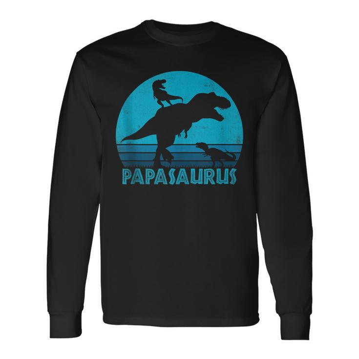 Papasaurus 2 Vintage Retro Sunset Long Sleeve T-Shirt