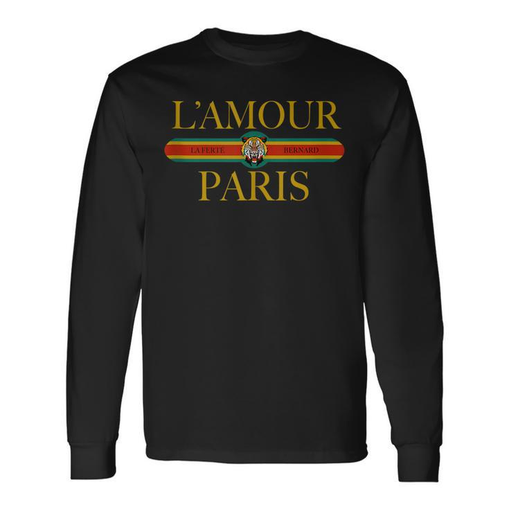 Paris Lamour Fashion Tiger Face I Love Paris Retro Long Sleeve T-Shirt