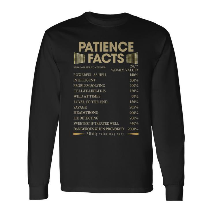 Patience Name Patience Facts Long Sleeve T-Shirt