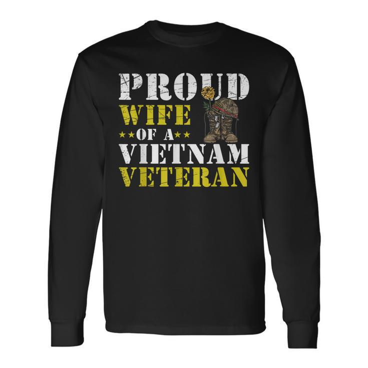 Patriotic Vietnam Veteran Wife Gift Veterans Day  Men Women Long Sleeve T-shirt Graphic Print Unisex