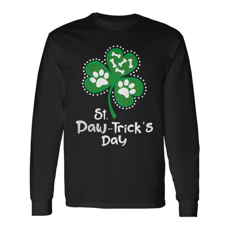 Paw Print Dog Owner Lover Shirt St Patricks Day Shamrock Long Sleeve T-Shirt T-Shirt